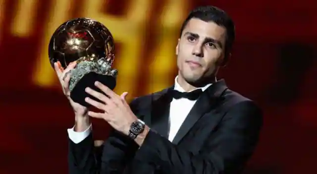 Rodri from Manchester City claims the top spot in 2024 Ballon d'Or, while Vinicius Jr from Real Madrid takes second place